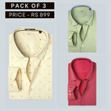 Shirt Happens: 3-Pack Men’s Stylish Formal Shirts – 100% Cotton, Full Sleeves with Pockets (FS-67)