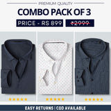 Combo Pack of 3 Men’s Formal Shirts – Stylish & Versatile Collection (Half & Full Sleeves, With/Without Pockets) (FS-48)