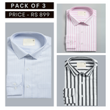 Shirt Happens: 3-Pack Men’s Stylish Formal Shirts – 100% Cotton, Full Sleeves with Pockets (FS-71)