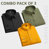 Premium Imported 100% High Quality Cotton Formal Men’s Plain/Solid Shirts| Full/Half Sleeve | With Pocket |  (FS-129)