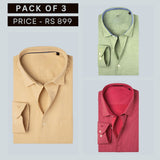Shirt Happens: 3-Pack Men’s Stylish Formal Shirts – 100% Cotton, Full Sleeves with Pockets (FS-61)