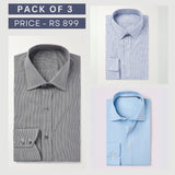 Shirt Happens: 3-Pack Men’s Stylish Formal Shirts – 100% Cotton, Full Sleeves with Pockets (FS-62)