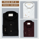 Shirt Happens: 3-Pack Men’s Stylish Formal Shirts – 100% Cotton, Full Sleeves with Pockets (FS-69)