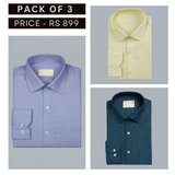 Shirt Happens: 3-Pack Men’s Stylish Formal Shirts – 100% Cotton, Full Sleeves with Pockets (FS-68)
