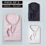 Shirt Happens: 3-Pack Men’s Stylish Formal Shirts – 100% Cotton, Full Sleeves with Pockets (FS-62)