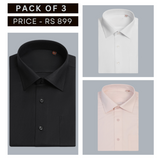 Shirt Happens: 3-Pack Men’s Stylish Formal Shirts – 100% Cotton, Full Sleeves with Pockets (FS-77)