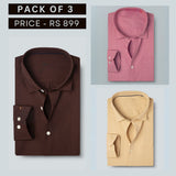 Shirt Happens: 3-Pack Men’s Stylish Formal Shirts – 100% Cotton, Full Sleeves with Pockets (FS-63)