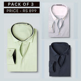Shirt Happens: 3-Pack Men’s Stylish Formal Shirts – 100% Cotton, Full Sleeves with Pockets (FS-64)