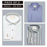 Shirt Happens: 3-Pack Men’s Stylish Formal Shirts – 100% Cotton, Full Sleeves with Pockets (FS-76)