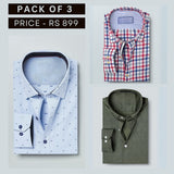 Shirt Happens: 3-Pack Men’s Stylish Formal Shirts – 100% Cotton, Full Sleeves with Pockets (FS-65)