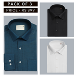 Shirt Happens: 3-Pack Men’s Stylish Formal Shirts – 100% Cotton, Full Sleeves with Pockets (FS-75)