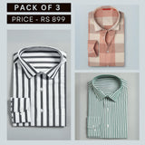 Shirt Happens: 3-Pack Men’s Stylish Formal Shirts – 100% Cotton, Full Sleeves with Pockets (FS-66)